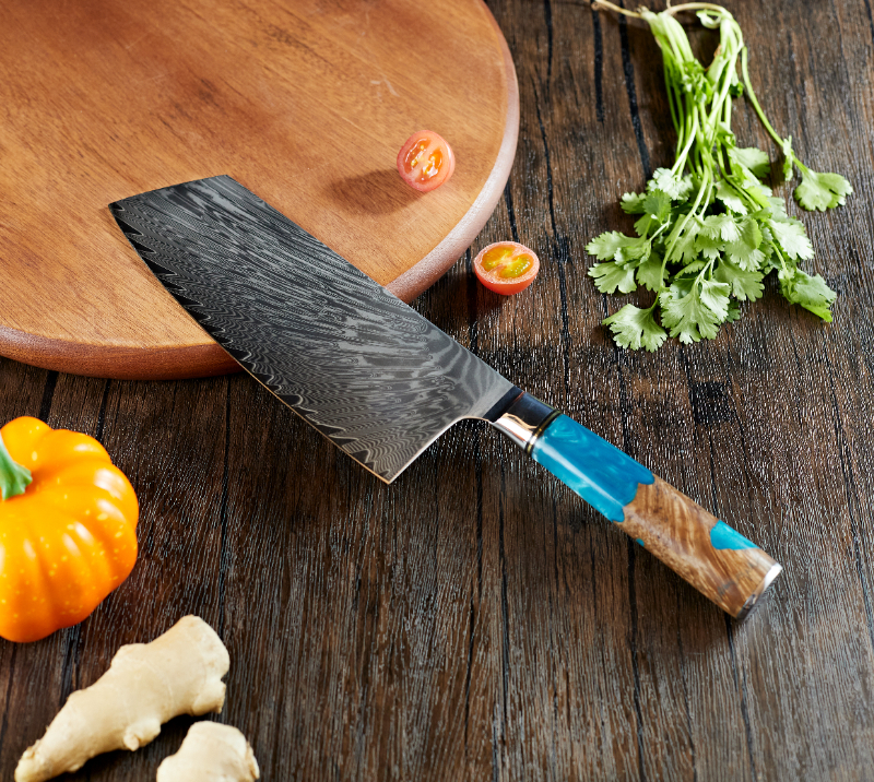 HS1044 Damascus Steel Blade+Resin Handle