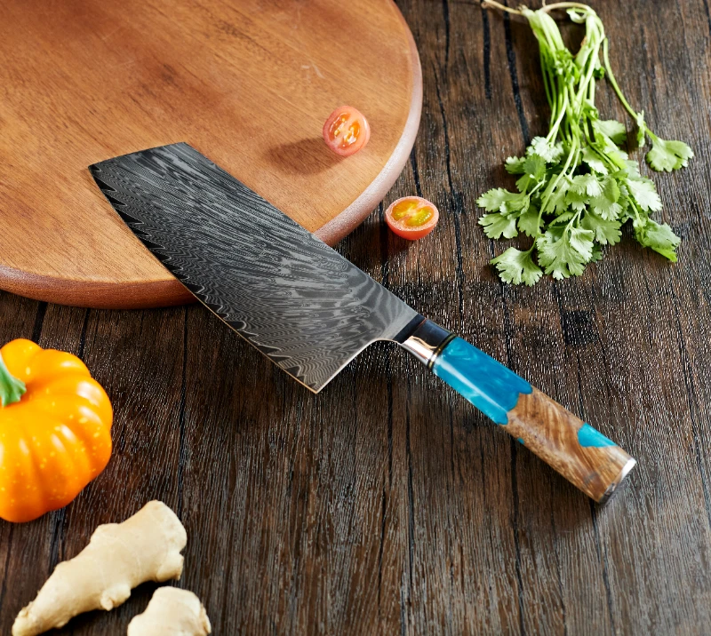 HS1044 Damascus Steel Blade+Resin Handle