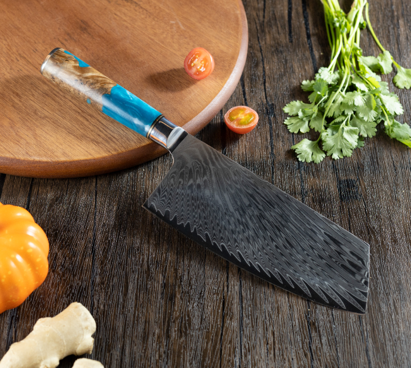 HS1044 Damascus Steel Blade+Resin Handle
