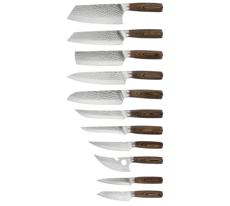 HS4030 Damascus Steel Blade+wood Handle 11 pcs set