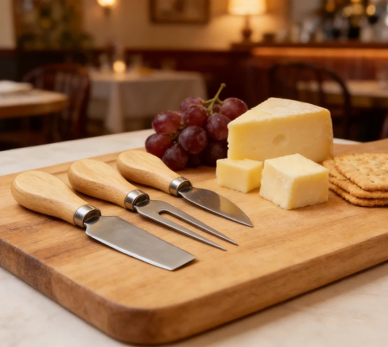4 pcs Oak Wood Cheese Knife Set with Cheese Board