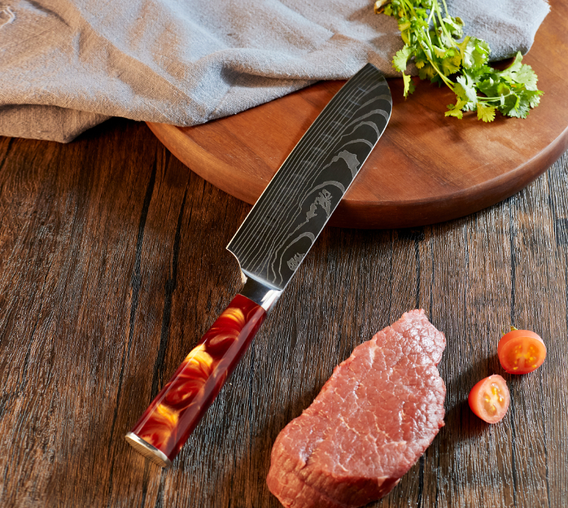 HS1062 Damascus Steel Blade+Resin Handle HS1062