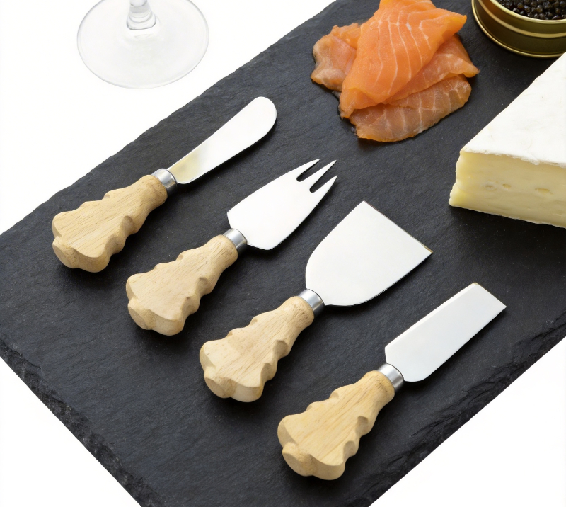 5-Piece Oak Wood Cheese Knife Set with Cheese Board HS4253