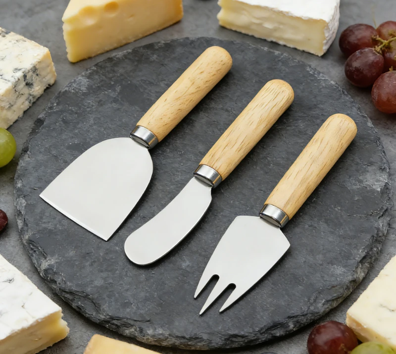 8-Piece Oak Wood  Cheese Knife Set
