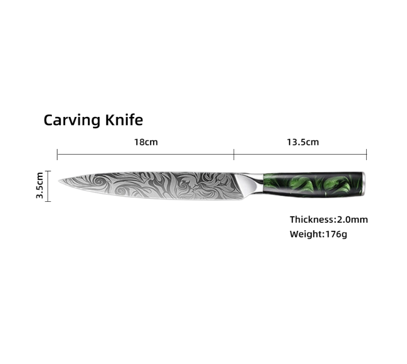 HS1074 Damascus Steel Blade+Resin Handle 10 pcs set