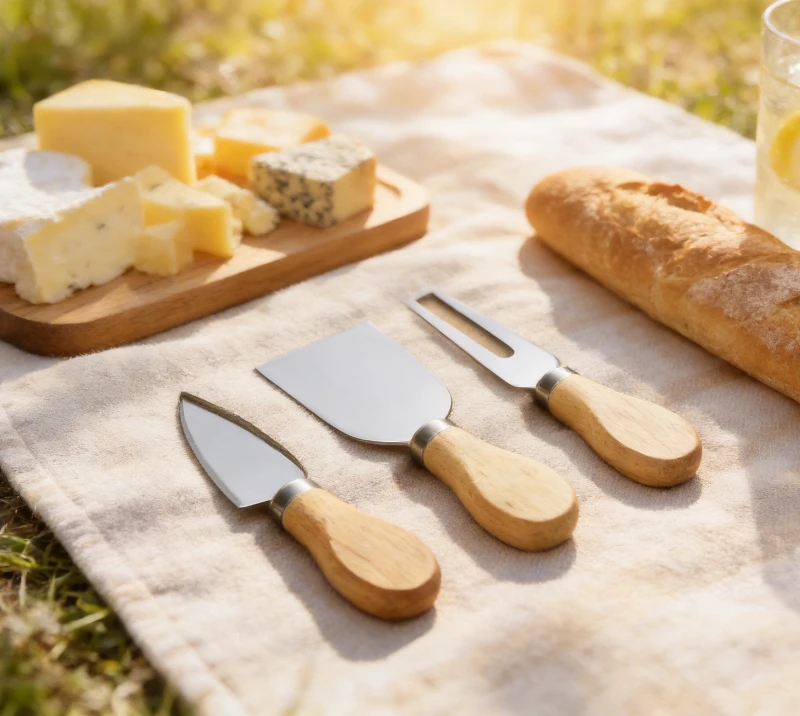 3-Piece Oak Wood Cheese Knife Set