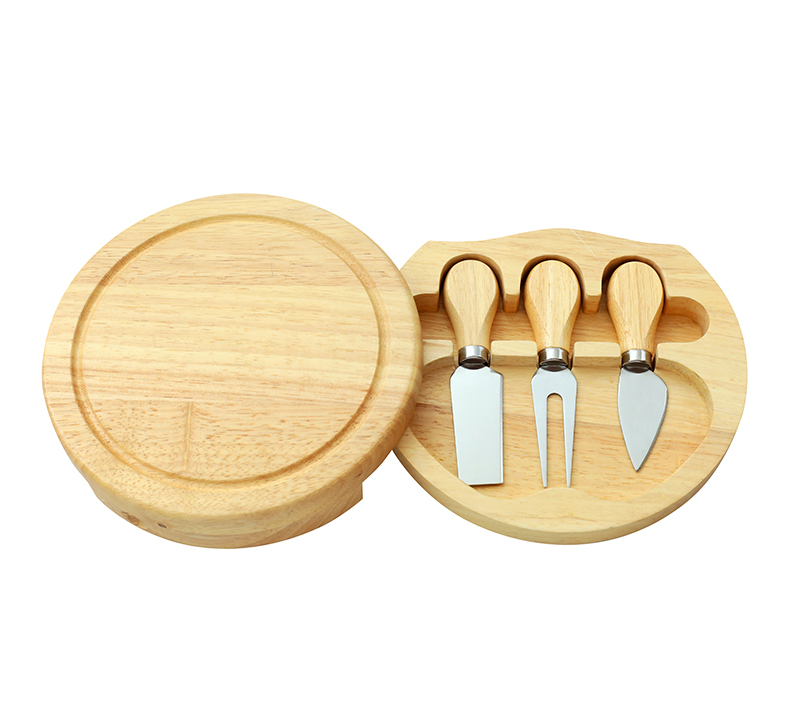 4 pcs Oak Wood Cheese Knife Set with Cheese Board