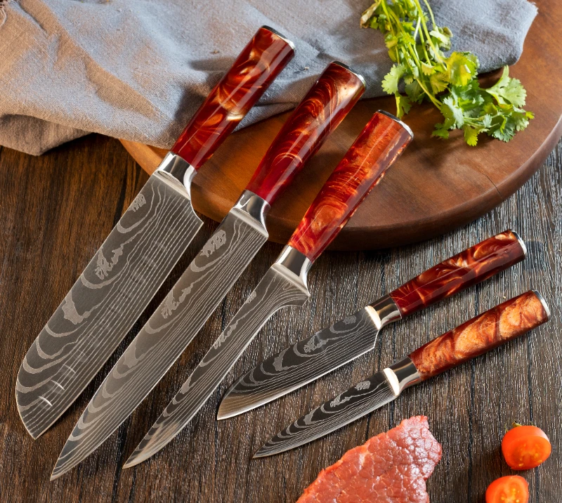 HS1062 Damascus Steel Blade+Resin Handle HS1062