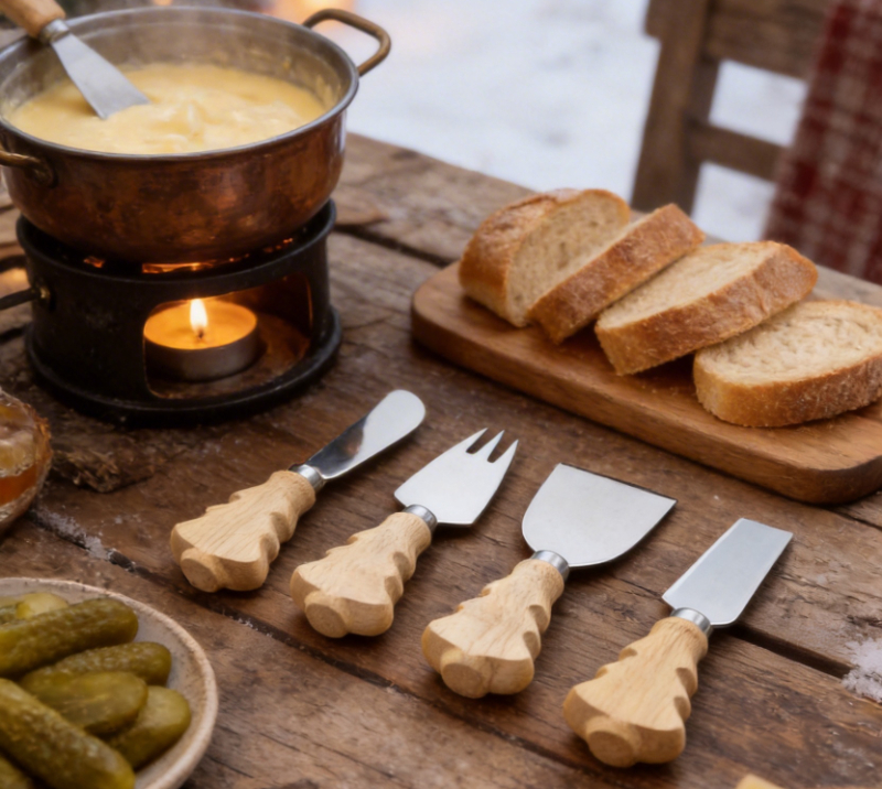 5-Piece Oak Wood Cheese Knife Set with Cheese Board HS4253