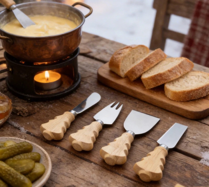 5-Piece Oak Wood Cheese Knife Set with Cheese Board HS4253