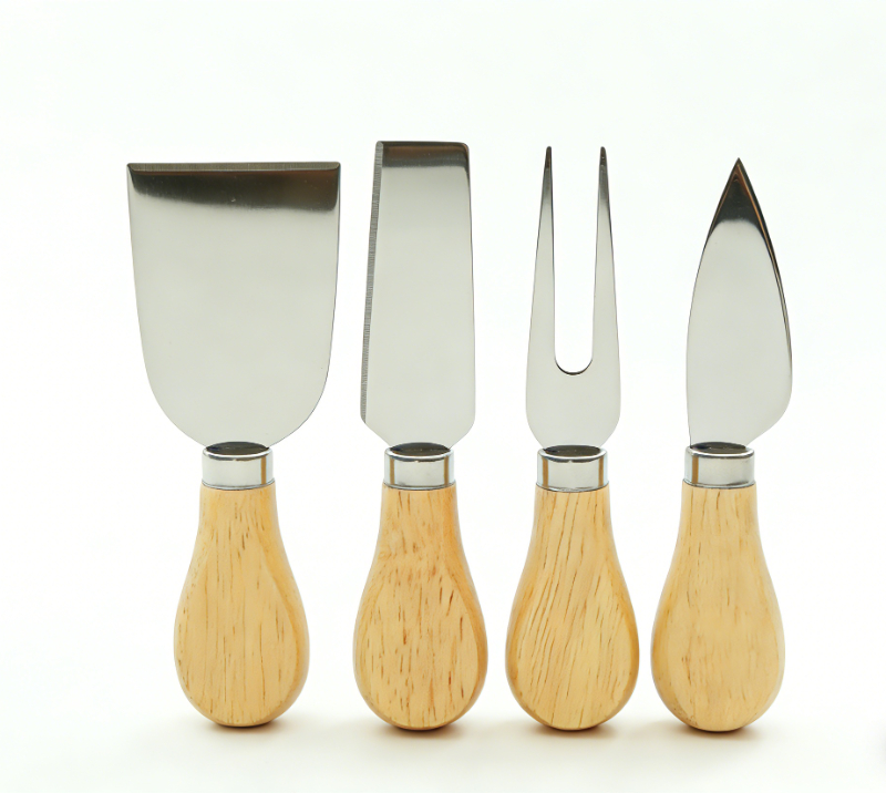 HS4114 5Piece Oak Wood Cheese Knife Set with Cheese Board