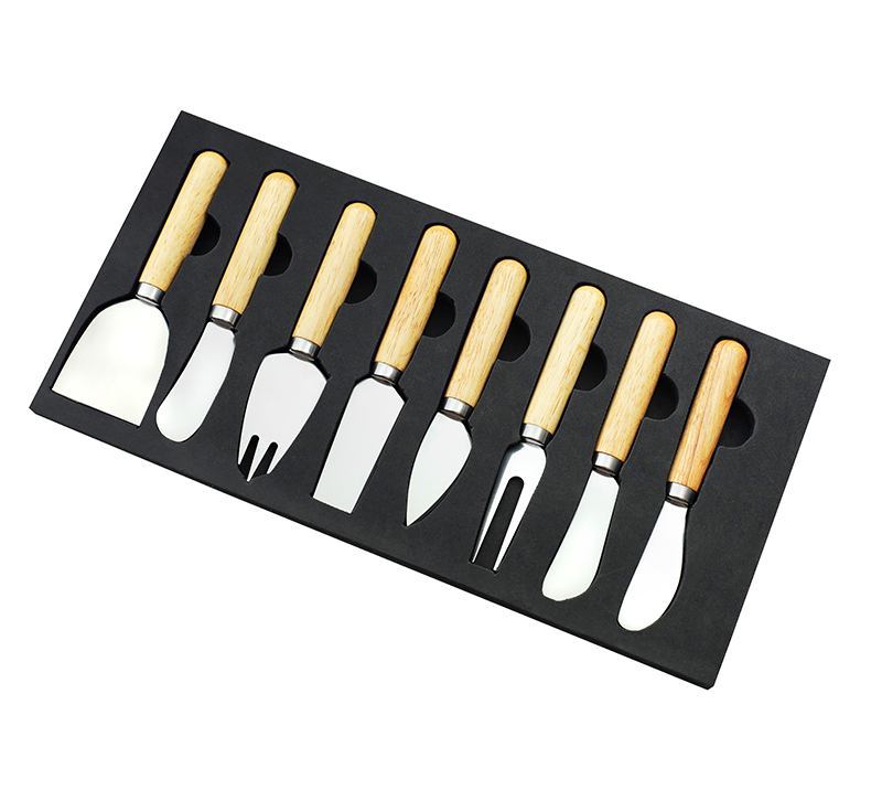 8-Piece Oak Wood  Cheese Knife Set