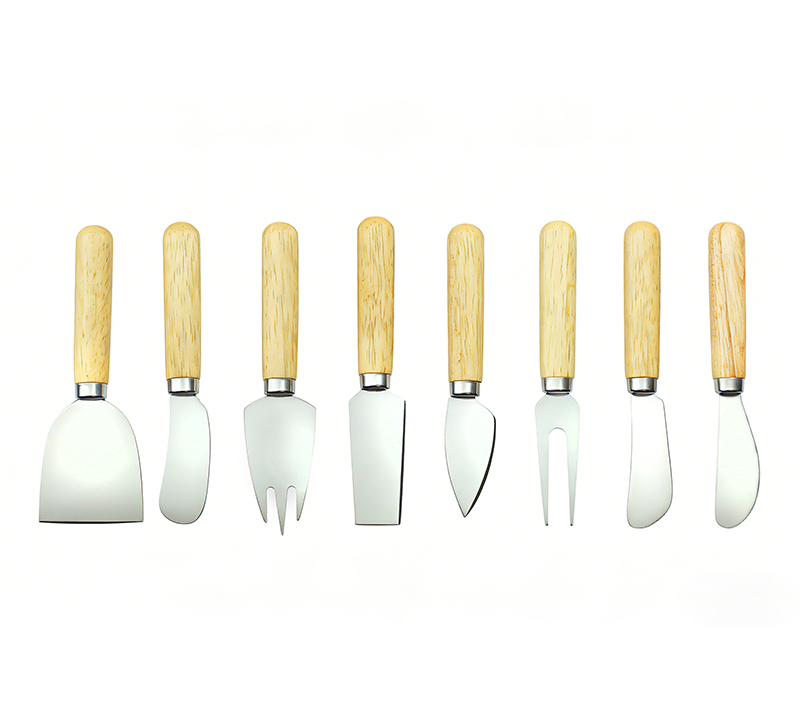 8-Piece Oak Wood  Cheese Knife Set