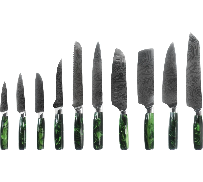 HS1074 Damascus Steel Blade+Resin Handle 10 pcs set