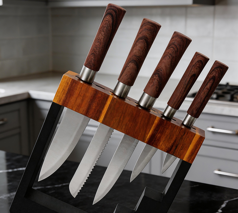 HS4054 HSK 6 pcs knife set with holder HS4054