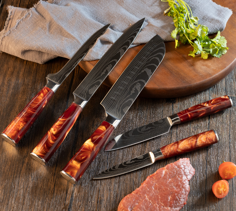 HS1062 Damascus Steel Blade+Resin Handle HS1062
