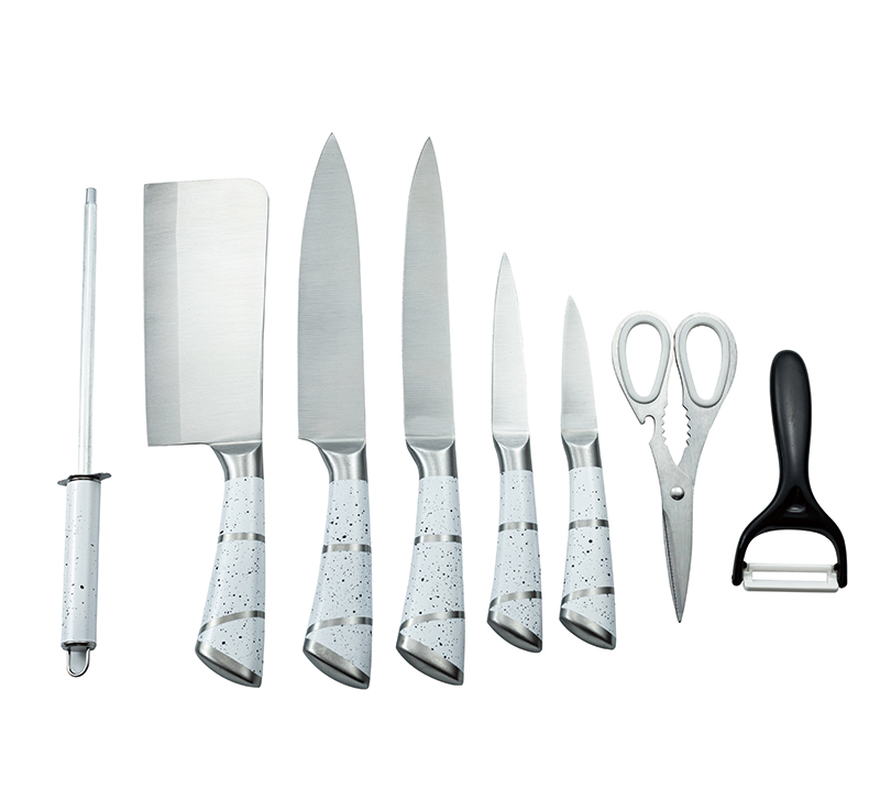 HS2074 High quality stainless steel knife set+stainless steel handle with spray painted