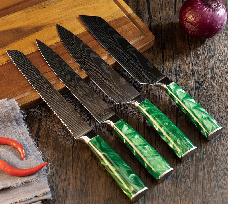 HS1074 Damascus Steel Blade+Resin Handle slicing knife