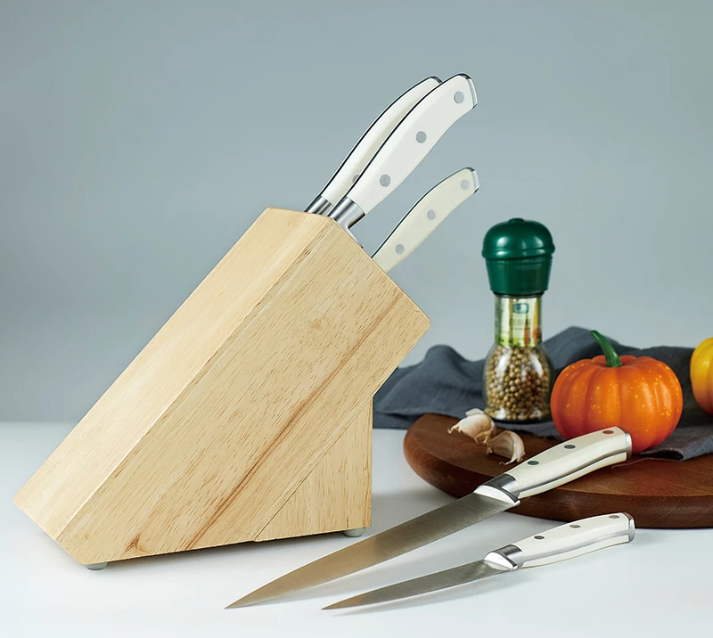 HS3039 6 pcs Hot selling Forged ABS Double-steel head handle kitchen knife set with wood knife stand