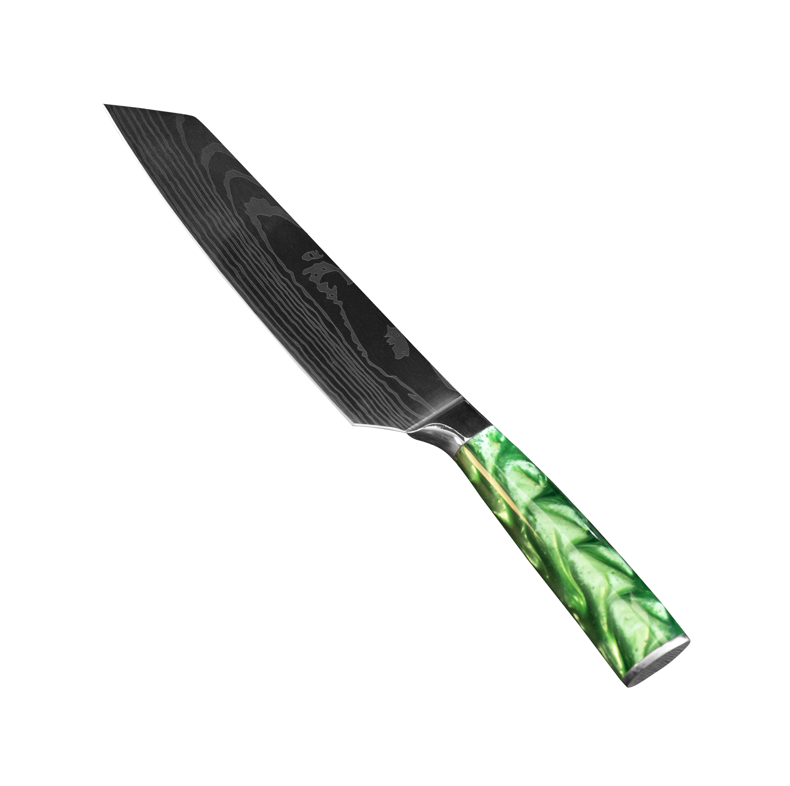 Damascus Steel Blade+Resin Handle 4pcs set