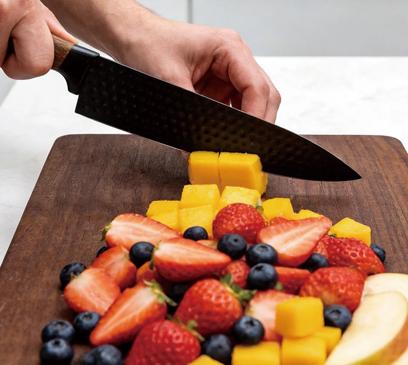 6-Piece Hammered Kitchen Knife Set with Wood Handle