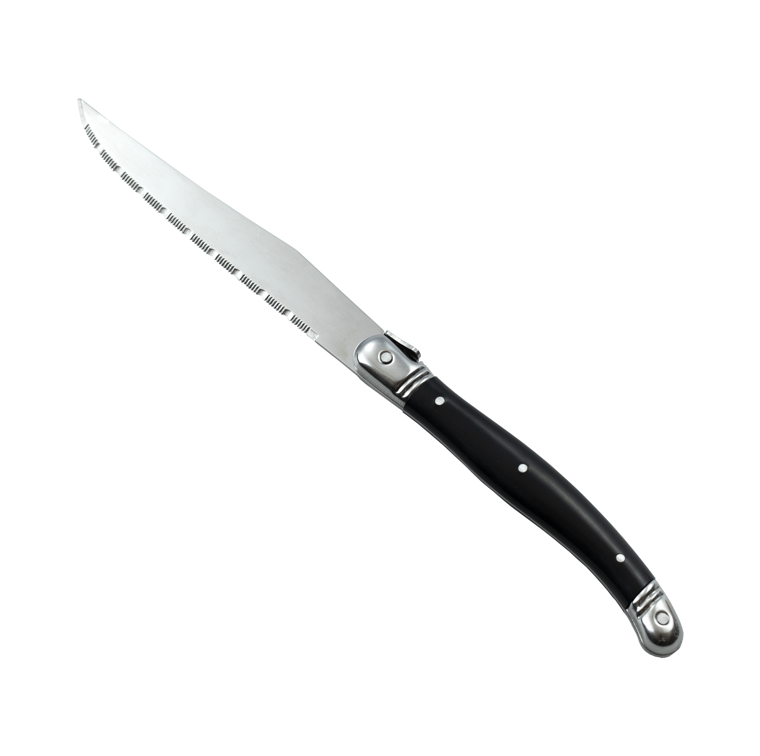 6-Piece French Style Serrated Cheese Knife Set with Black Handle &ndash; Gift Box