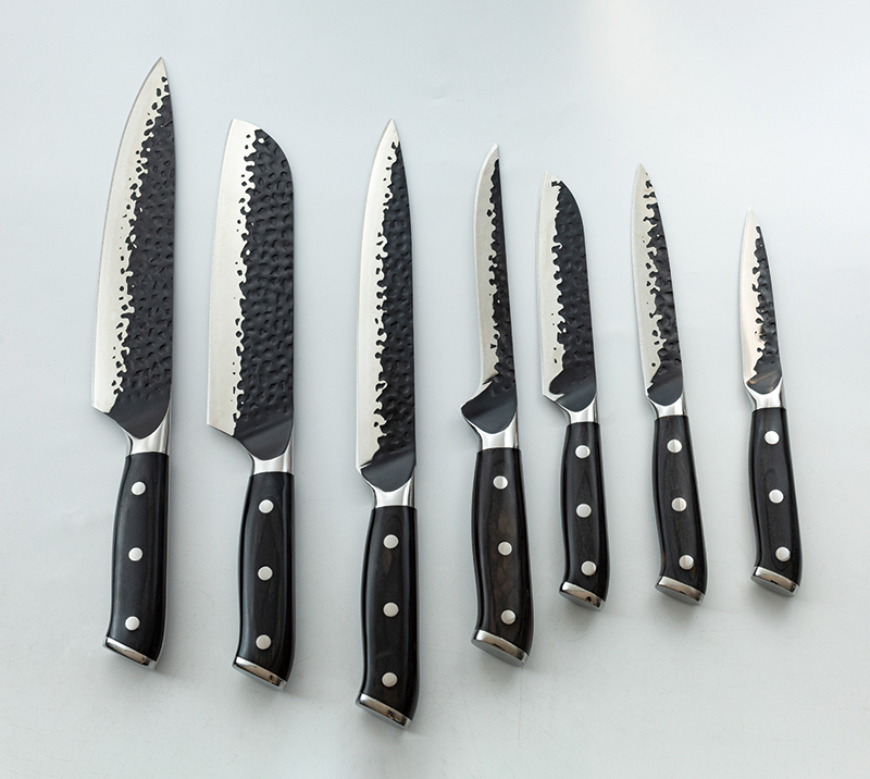 HS2003 Forged Japanese Knife 7pcs Set with Pakka wood Handle