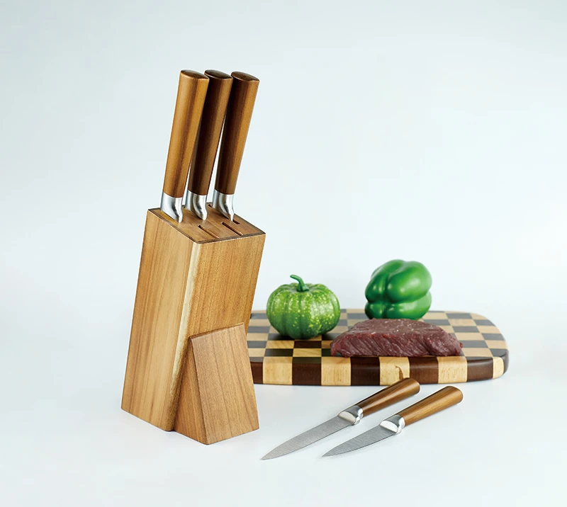 HS3085N 6pcs High quality Hollow handle kitchen knife set with wood knife stand/holder