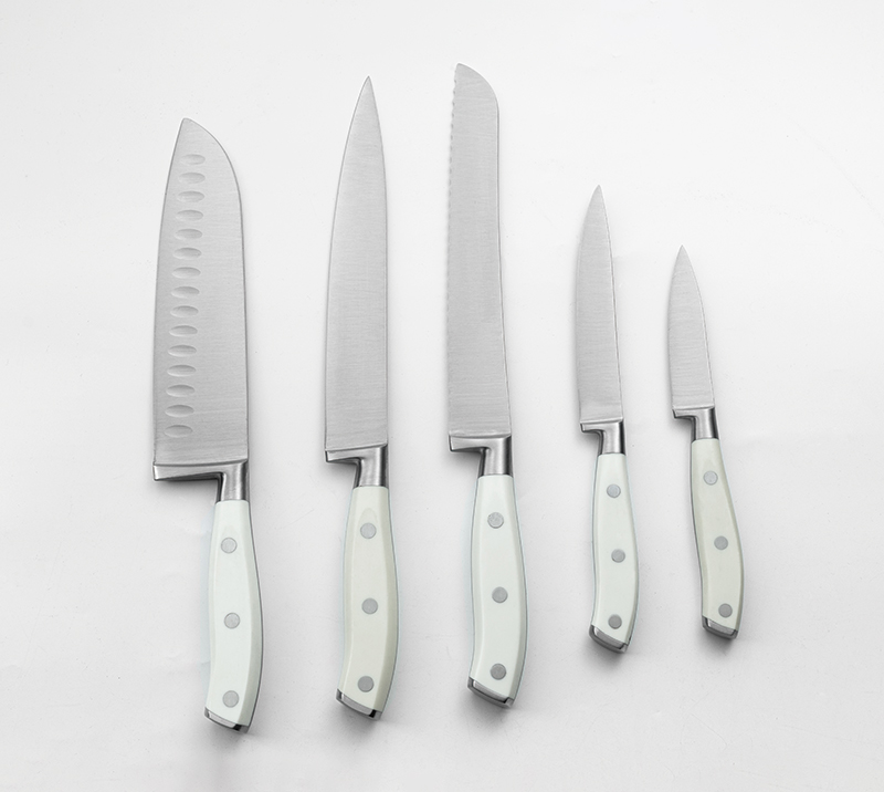 HS3039 6 pcs Hot selling Forged ABS Double-steel head handle kitchen knife set with wood knife stand