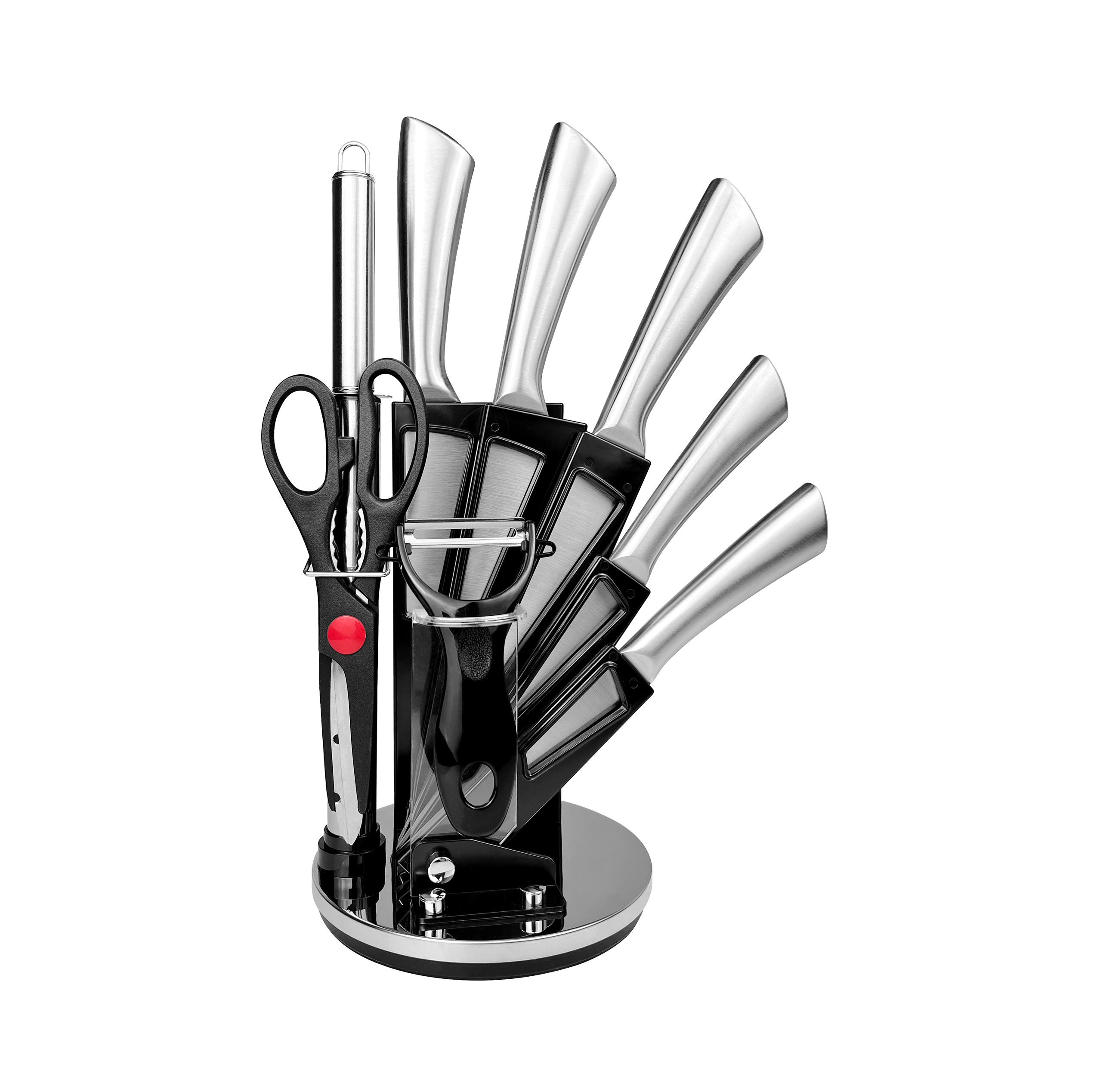 HS2010 Stainless Steel Hollow Handle Kitchen Knife 13-Piece Set with knife stand