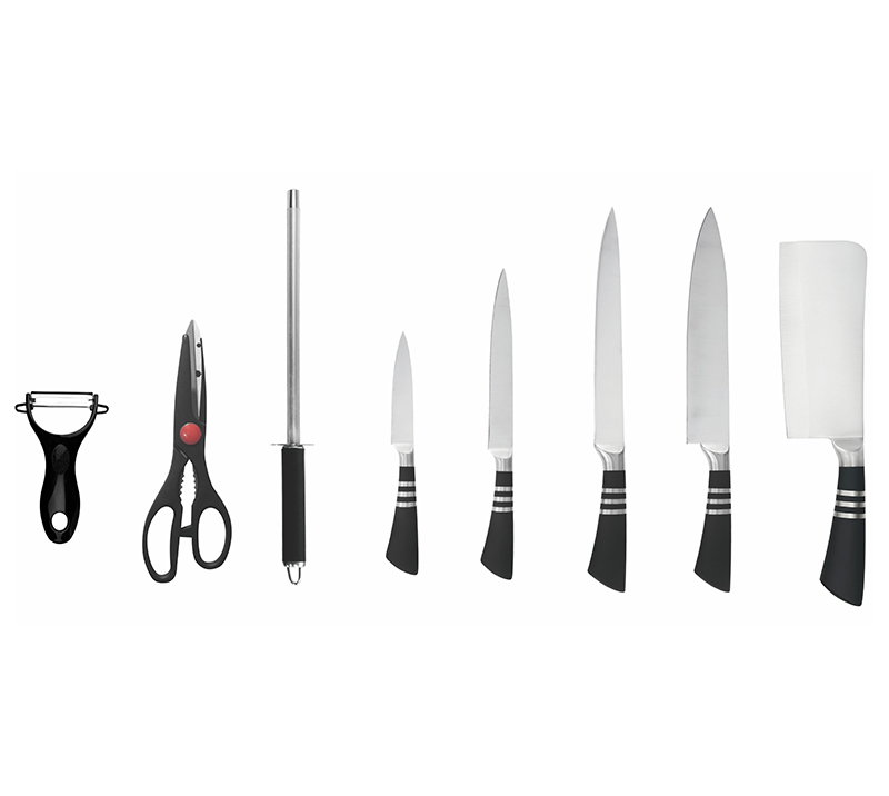 HS2007 Stainless Steel Kitchen Knife Set, 9pcs Kitchen Knife Set with Acrylic Block, Sharp Cooking K