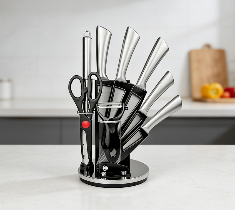 HS2010 Stainless Steel Hollow Handle Kitchen Knife 13-Piece Set with knife stand