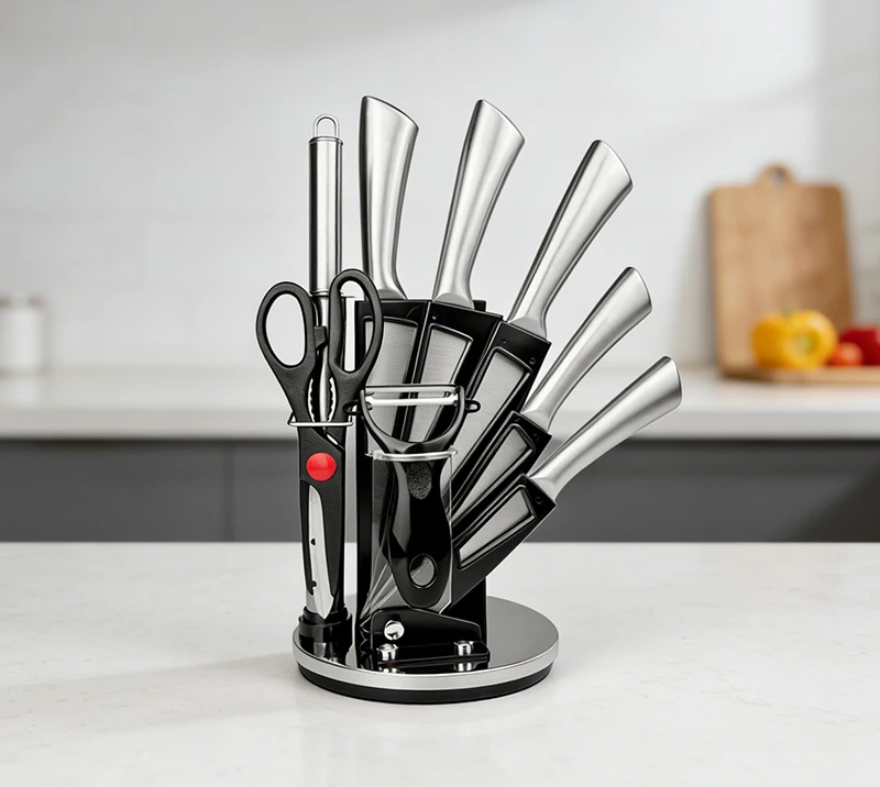 HS2010 9-Piece Stainless steel Kitchen Knife Set with hollow Handle