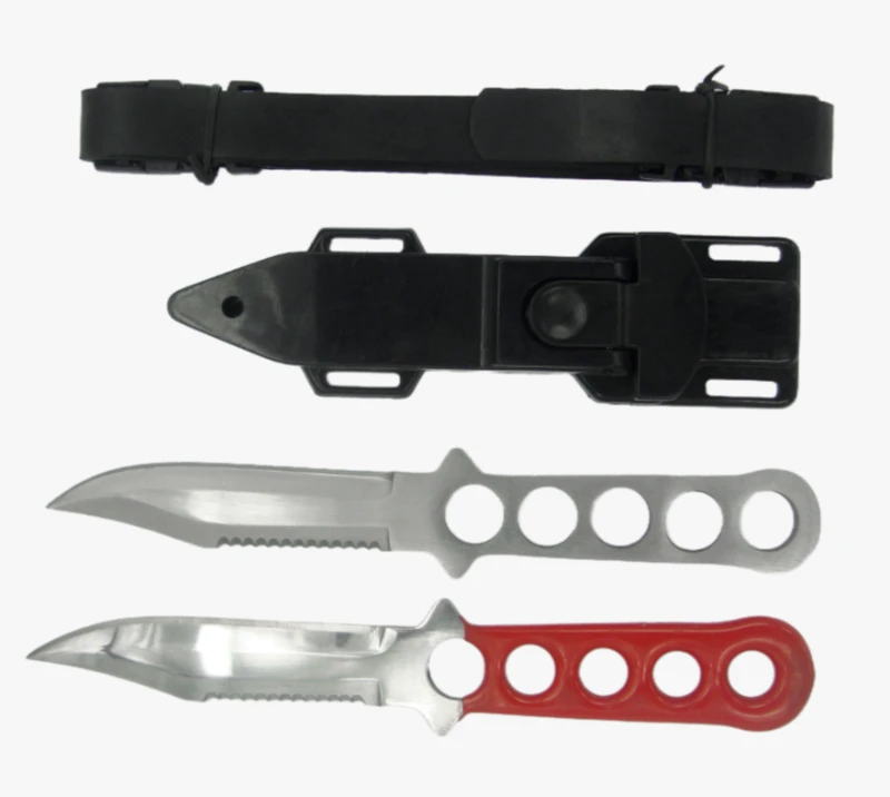 FK43 4PCS Outdoor Knife Set, Stainless Steel Diving Knife with Leg Strap & Sheath, Half-Serrated