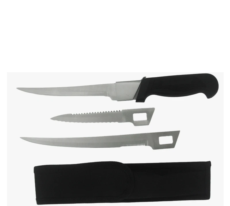 FK18 3-Piece Fillet Knife Set with Sheath, Stainless Steel Fishing Knives for Outdoor & Kitchen Use