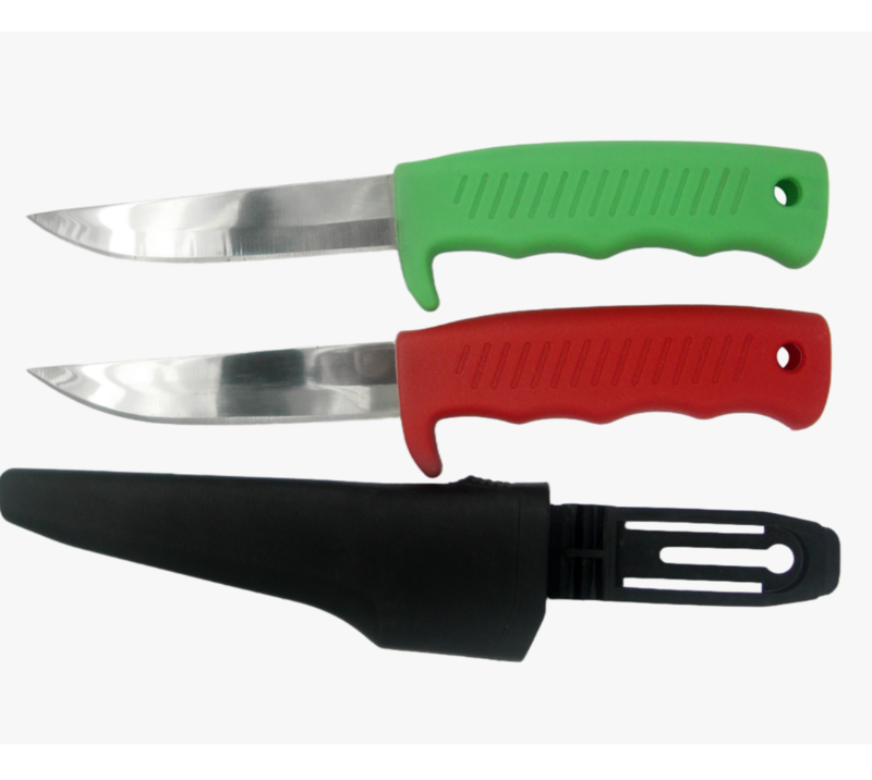 FK33 2-Piece Stainless Steel Fishing Knife Set with Sheath, Colorful PP Handle