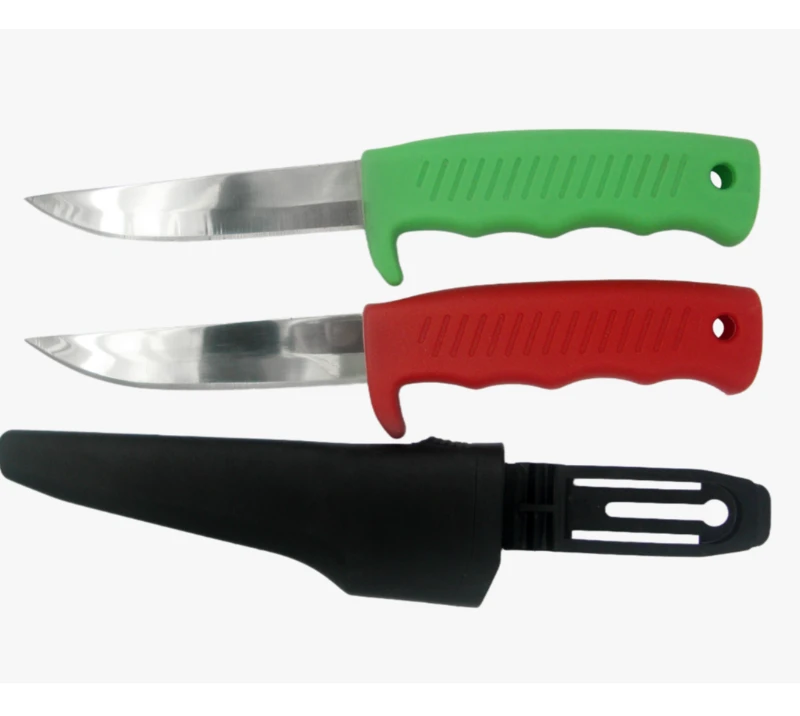 FK33 2-Piece Stainless Steel Fishing Knife Set with Sheath, Colorful PP Handle