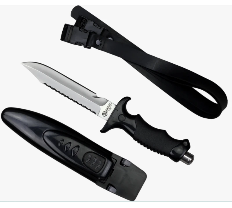 FK40 Stainless Steel Half-Serrated Diving Knife with Sheath & Leg Strap