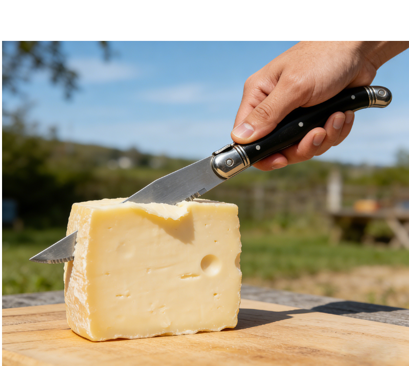 6-Piece French Style Serrated Cheese Knife Set with Black Handle &ndash; Gift Box