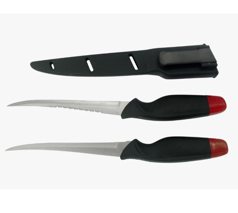 FK32 2-Piece Fillet Knife Set with Sheath, Stainless Steel Curved Outdoor/Fishing Knife