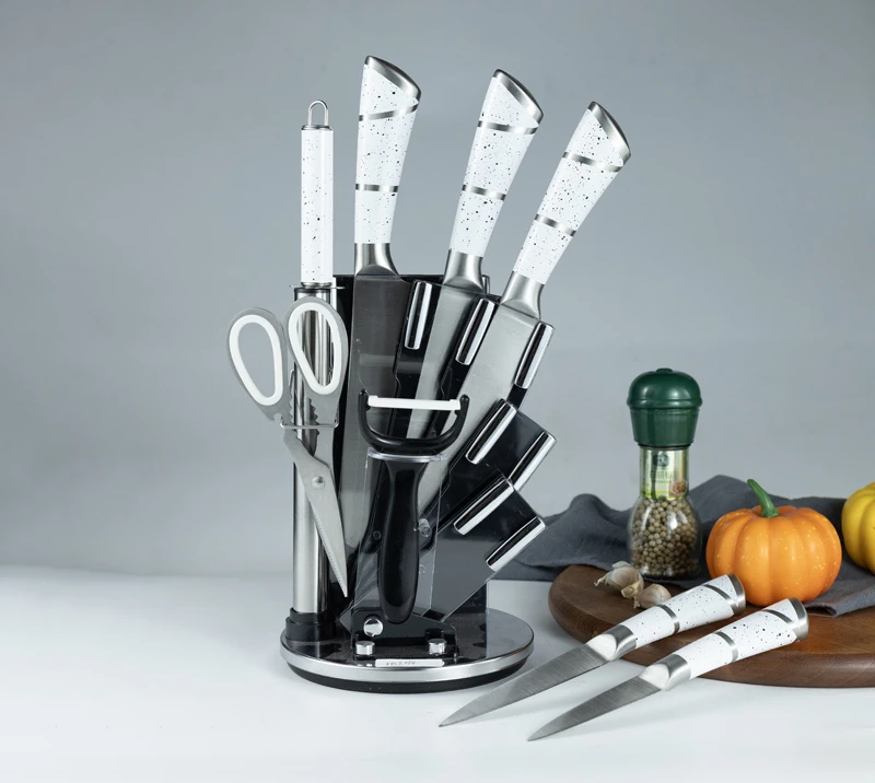 HS2074Stainless Steel Knife Set with acrylic stand 8 Piece knife set