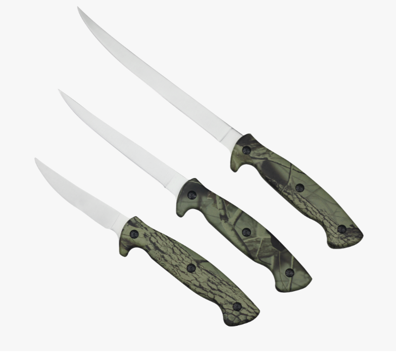 FK89 3PCS Stainless Steel Fillet Knife Set for Outdoor & Fishing