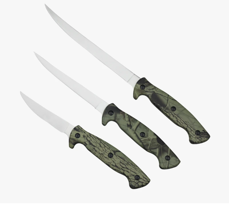 FK89 3PCS Stainless Steel Fillet Knife Set for Outdoor & Fishing