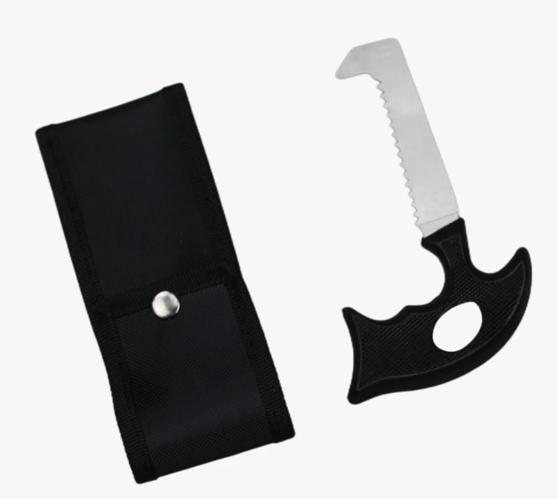 FK48 Diving Line Cutter with Nylon Sheath, Stainless Steel Serrated Cutting Tool