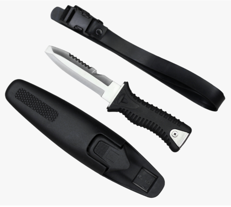 FK45A 3pcs Stainless Steel Serrated Blade Outdoor Knife Set with Sheath, Leg Strap & ABS Handle