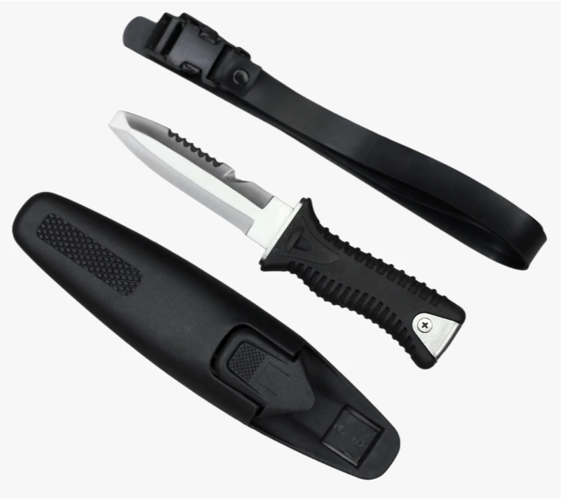 FK45A 3pcs Stainless Steel Serrated Blade Outdoor Knife Set with Sheath, Leg Strap & ABS Handle