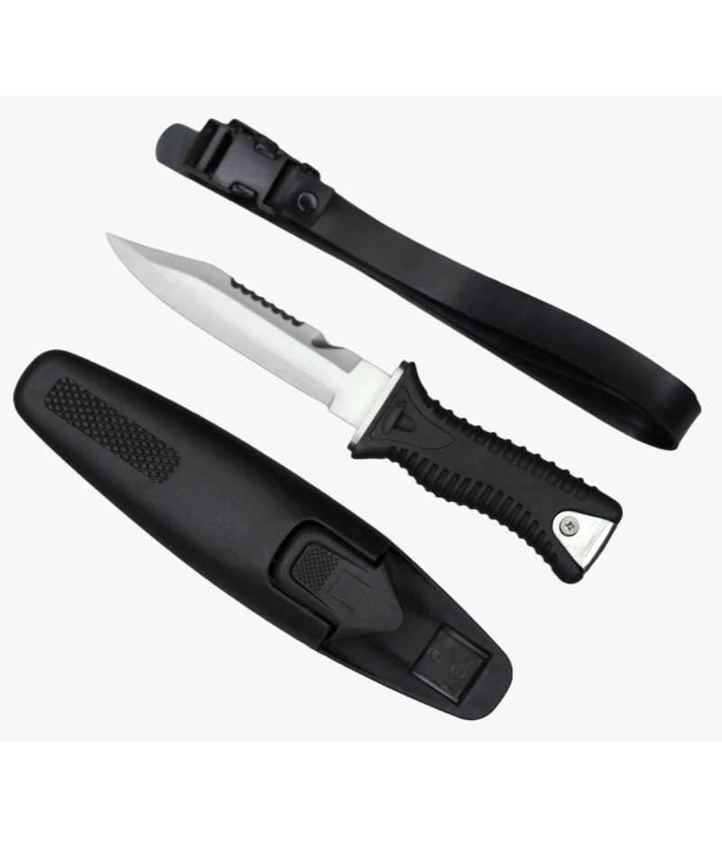 FK45 Survival Knife with Sheath & Leg Strap, Stainless Steel ABS Handle Outdoor Tool