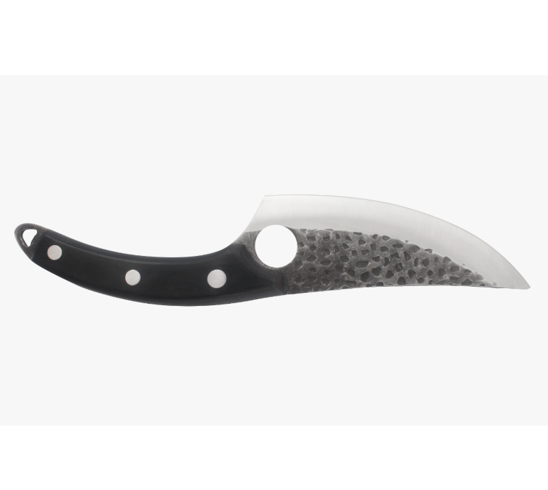 S1007 Stone-Washed Blade Karambit Knife, 3CR13 Stainless Steel EDC Survival Tool with Finger Ring