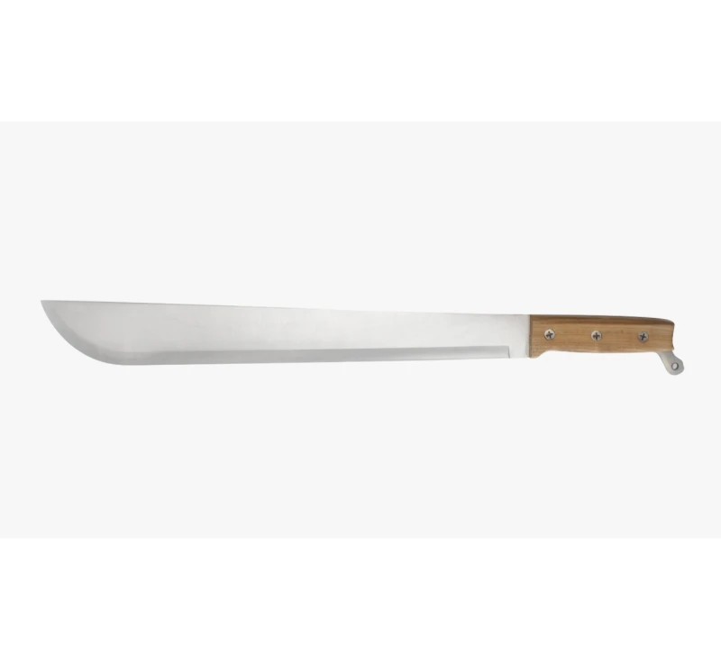 S1019 Wooden Handle Long Machete, Heavy-Duty Stainless Steel Cleaver for Outdoor Survival