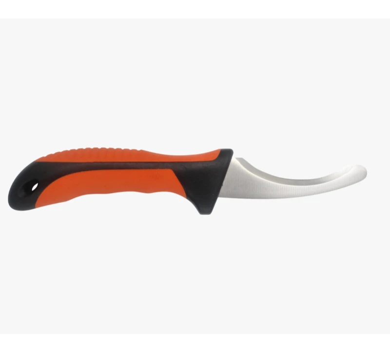 S1006 Curved Skinning Knife with Orange-Black TPR Handle, Stainless Steel Outdoor Boning Knife